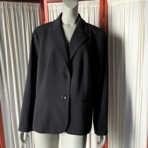 Nine West Blazer Black Two Button Notched Lapel Lined Size 18W Office Preppy